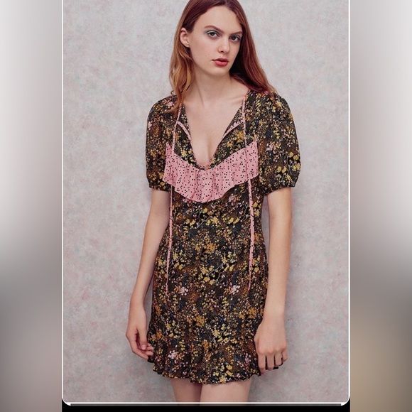 Urban Outfitters Sinclair Floral Puff Sleeve Mini Dress - Picture 2 of 13